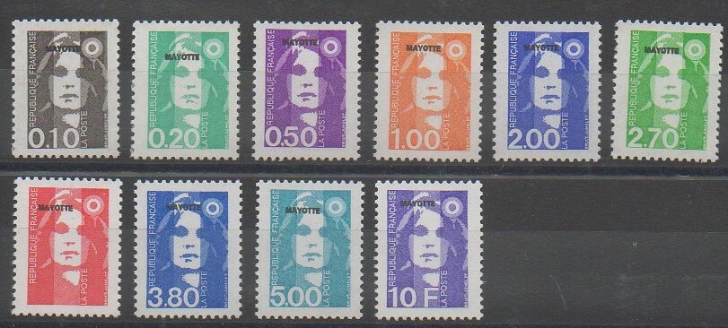 Série de timbres de Mayotte de 1997