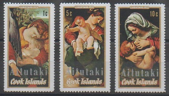 Timbres d'Aitutaki sur Noël émis en 1972