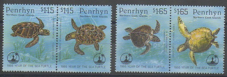 Séries de timbres de Penrhyn sur les tortues de mer