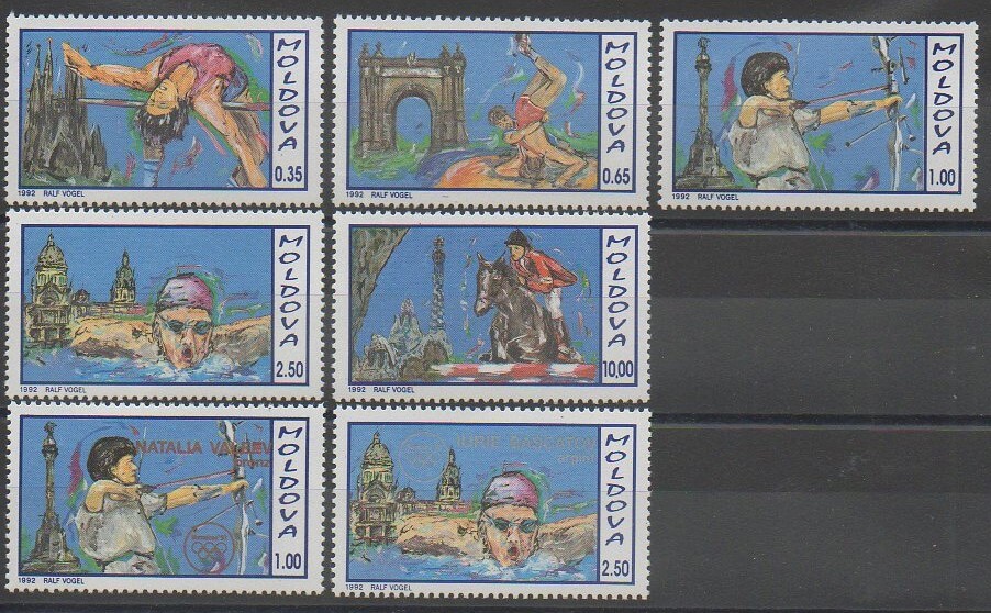 Timbres de Moldavie sur les jeux olympiques d'été de 1992