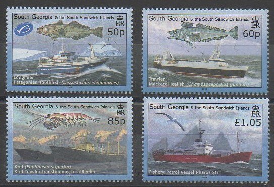 Timbres de collection de Falkland-Géorgie du Sud et Sandwich du Sud de 2008