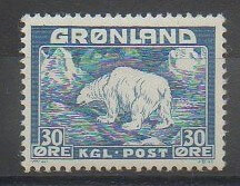 Timbre du Groenland de 1938 représentant un ours polaire