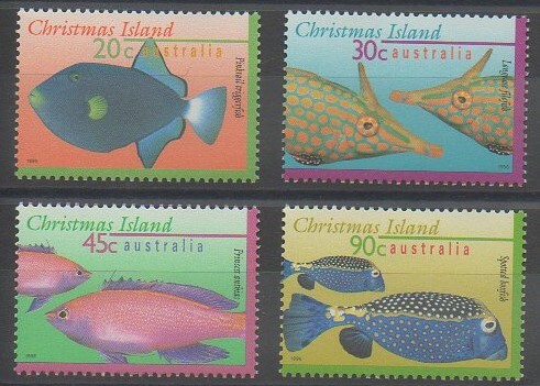 Timbres des îles Christmas sur le monde marin