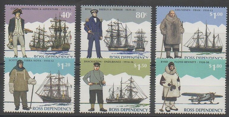 Timbres de la terre de Ross sur le monde polaire