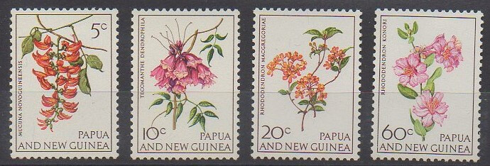 Séries de timbres de Papouasie-Nouvelle-Guinée sur la thématique des fleurs