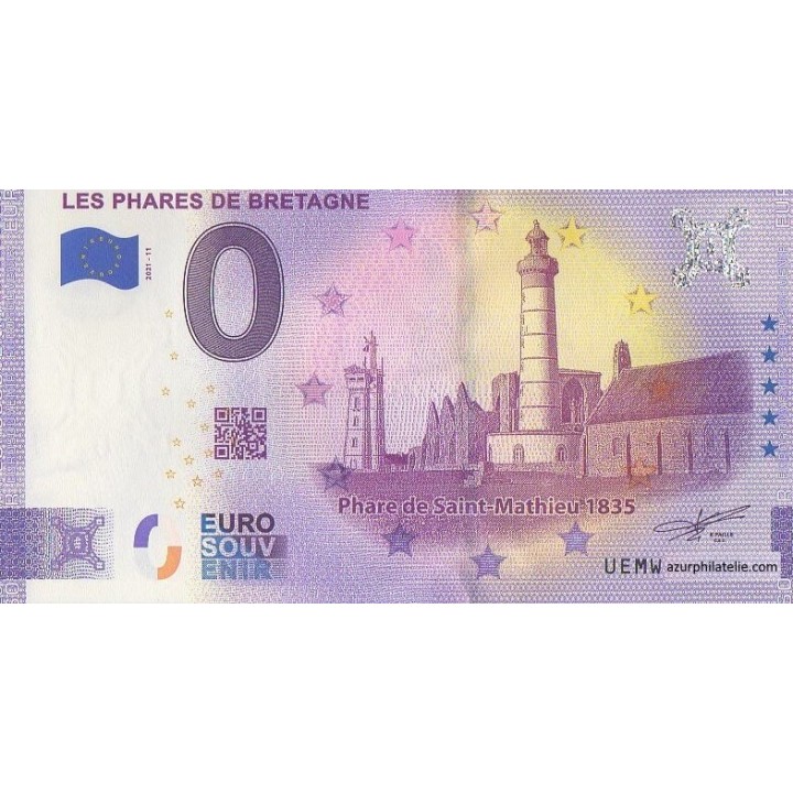 Billet souvenir touristique - 2021-11 - Les phares de Bretagne - Saint Mathieu - (Finistère)