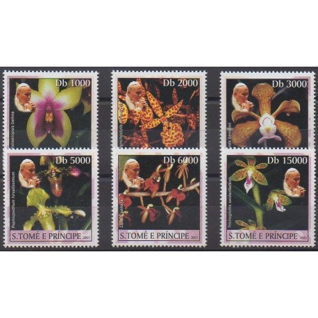 Saint-Thomas et Prince - 2003 - No 1470/1475 - Orchidées - Papauté