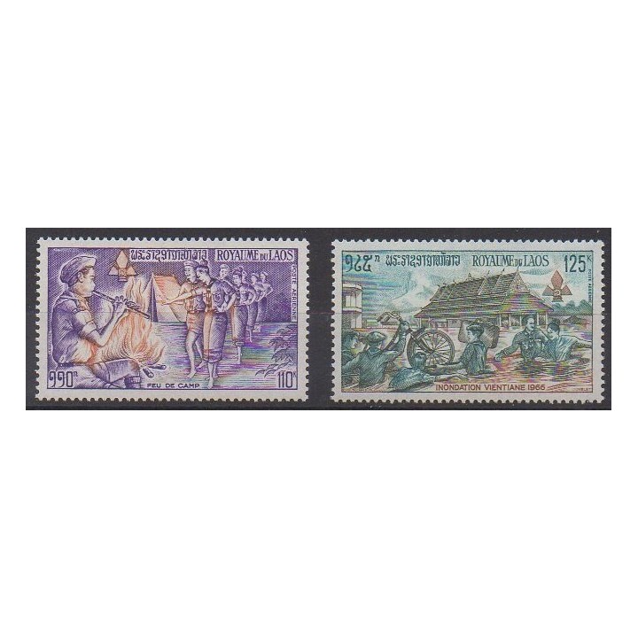 Acheter ces timbres du Laos de l'année 1973 (No PA106/PA107).