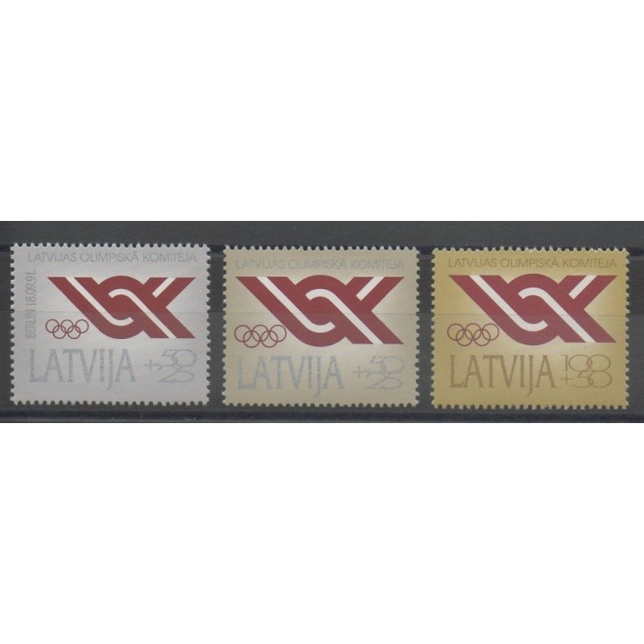 Timbres - jeux olympiques d'été - Lettonie - 1991- No 283/285