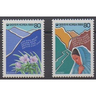 Buy this set of stamps of South Korea of the year 1989 (Nb 1428/1429).