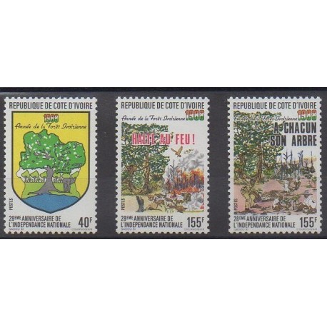 Ivory Coast - 1988 - Nb 816/818 - Trees - Various Historics Themes
