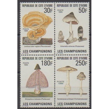 Ivory Coast - 1995 - Nb 950/953 - Mushrooms