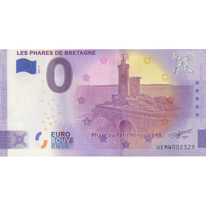 Billet souvenir touristique - 2021-6 - Les Phares de Bretagne - Petit Minou - (Finistère)