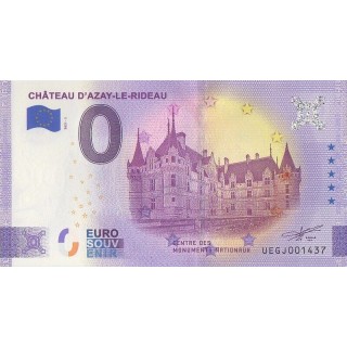 Billet souvenir touristique - 2021-2 - Château d'Azay-le-Rideau - (Indre-et-Loire )
