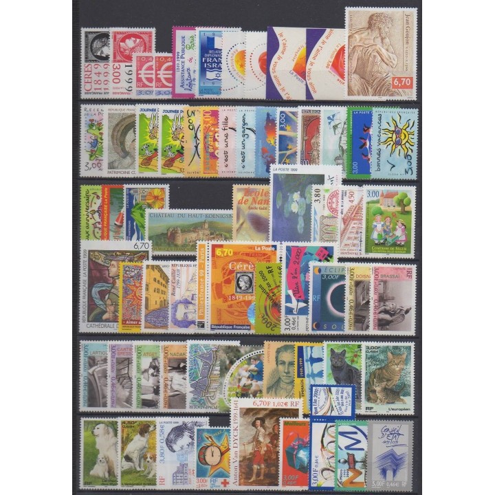 Acheter les timbres et les 5 blocs-feuillets de France  de l'année 1999 (No 3211/3293 - BF22/BF26).