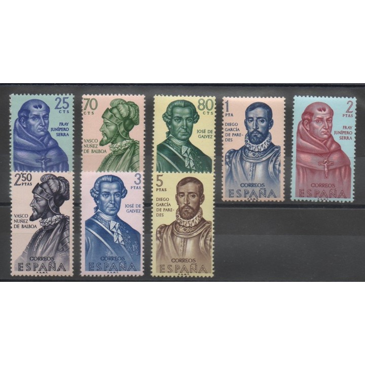 Timbres - célébrités - Espagne - 1963- No 1195/1202