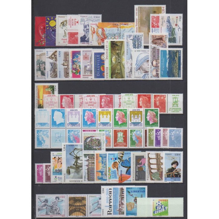 Buy the stamps and the 14 souvenir sheets of France of the year 2010 (Nb 4431/4527 - BF129/BF130).