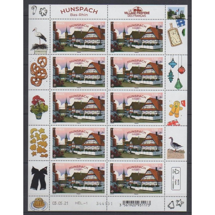 Buy this souvenir sheet  of France of the year 2021 (Nb F33 - Hunspach).