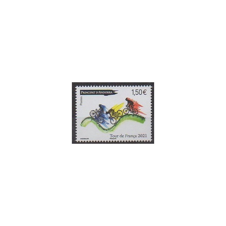 Buy this stamp of French Andorra of the year 2021 (Tour de France).