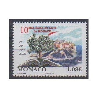 Buy this stamp of Monaco of the year 2021 (10ème salon du livre).