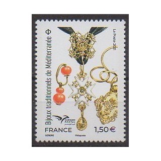 Buy this stamp of France of the year 2021 (Bijoux de Méditerranée).