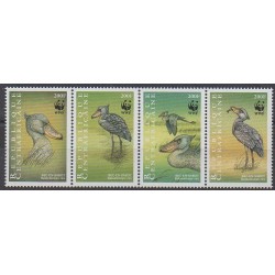 Central African Republic - 1999 - Nb 1522/1525 - Birds - Endangered species - WWF
