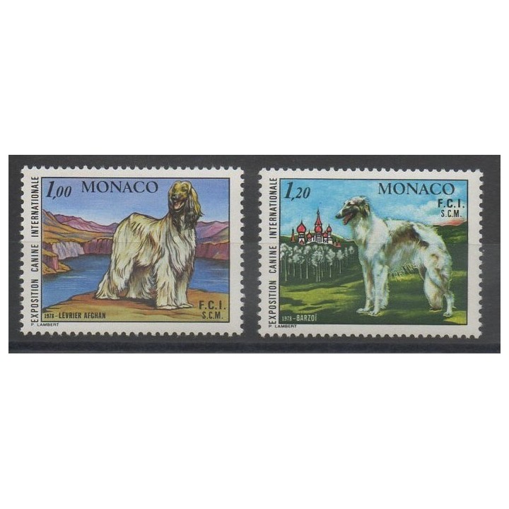 Timbres - chiens - Monaco  - 1978 - No 1163/1164