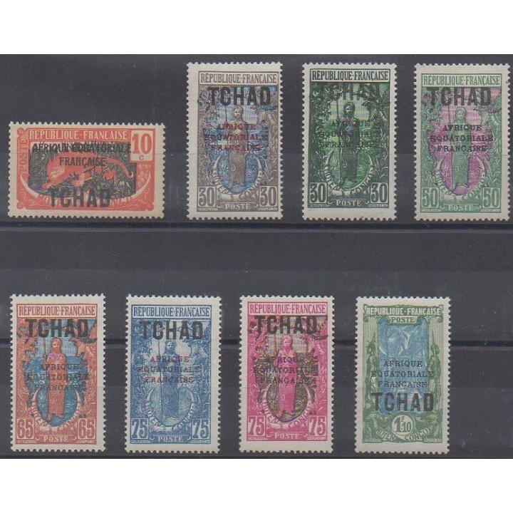 Acheter cette série de timbres du Tchad de l'année 1925 (No 37/44). - Neuf avec charnière