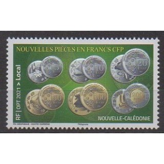 Buy this stamp of New Caledonia of the year 2021 (Les nouvelles pièces en franc CFP).