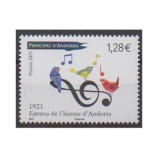 Acheter ce timbre d'Andorre français de l'année 2021 (Estrena de l'himne d'Andorra).