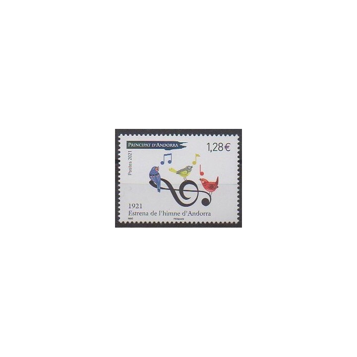 Buy this stamp of French Andorra of the year 2021 (Estrena de l'himne d'Andorra).