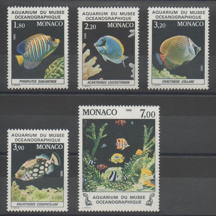 Timbres - poissons - Monaco  - 1985 - No 1483/1487