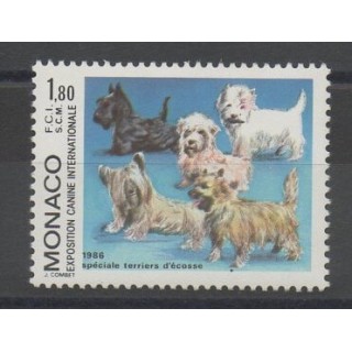 Timbres - chiens - Monaco  - 1986 - No 1530