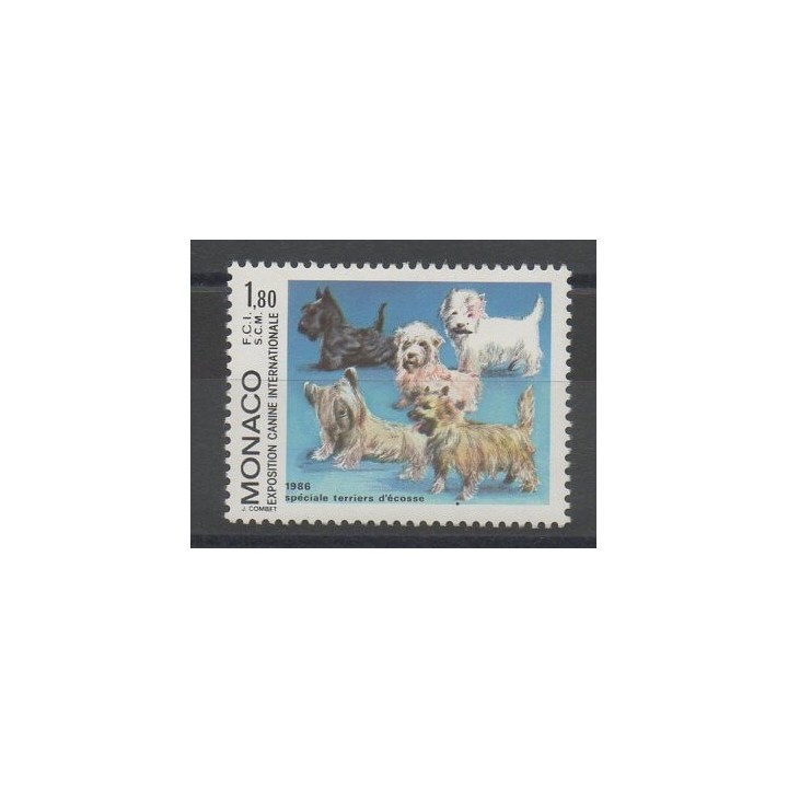Timbres - chiens - Monaco  - 1986 - No 1530