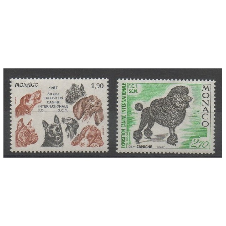 Timbres - chiens - Monaco  - 1987 - No 1575/1576