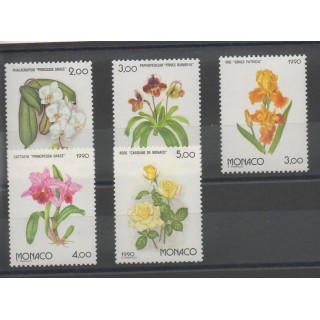 Timbres - fleurs  - Monaco  - 1990 - No 1710/1714