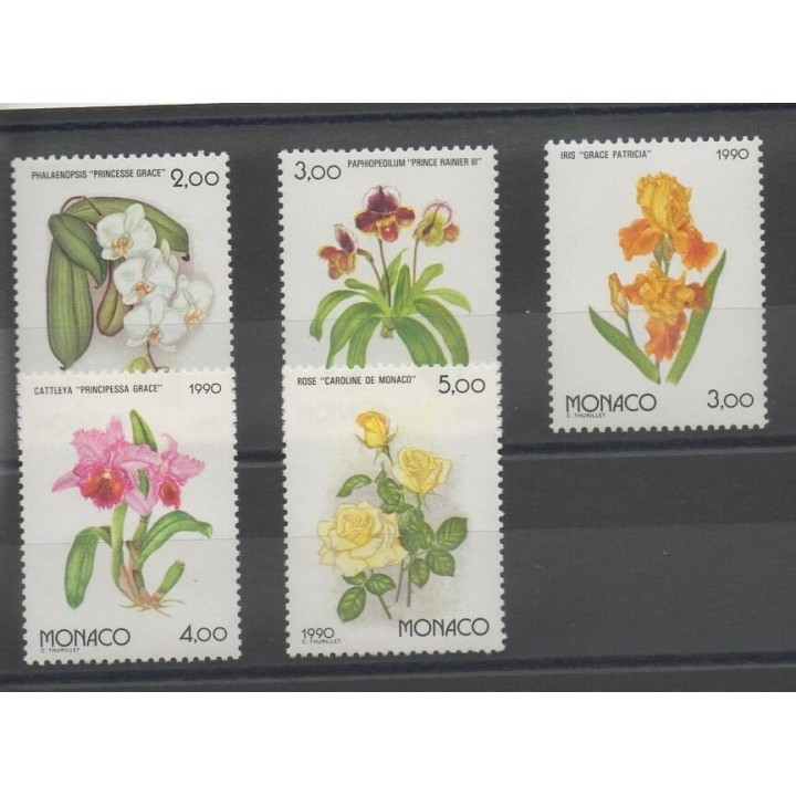 Stamps - flowers - Monaco - 1990 - Nb 1710/1714