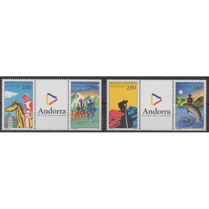 Acheter cette série de timbres d'Andorre français de l'année 1994 (No 447/450).