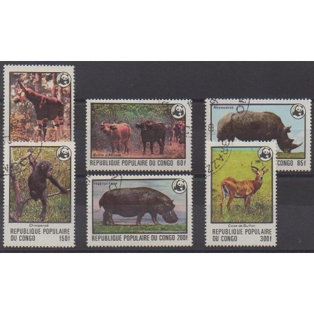 Congo (République du) - 1978 - No 499/504 - Mammifères - Espèces menacées - WWF - Oblitérés