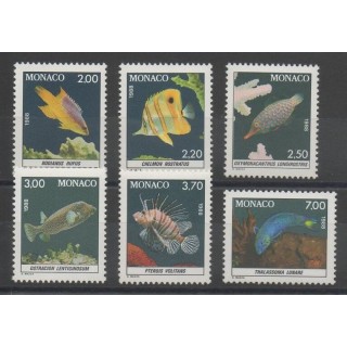 Timbres - poissons - Monaco  - 1988 - No 1615/1620