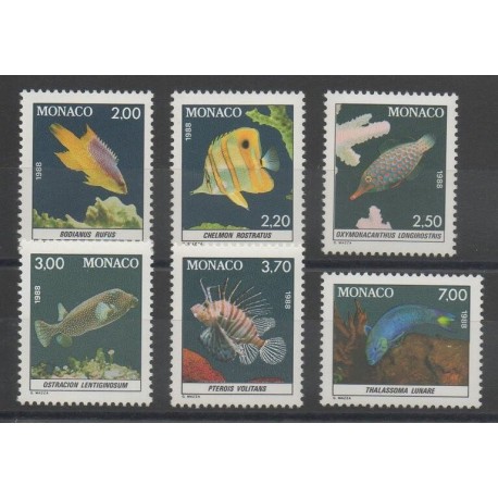Monaco - 1988 - Nb 1615/1620 - Fishes