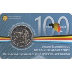 2 euro commémorative - Belgique - 2021 - 100 ans de la fondation de l'Union économique belgo-luxembourgeoise - Coincard