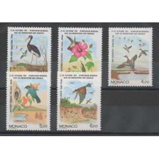 Stamps - birds - Monaco - 1991 - Nb 1754/1758