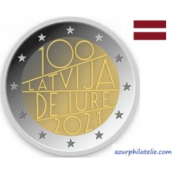 2 euro commémorative - Lettonie - 2021 - 100 ans de la reconnaissance internationale de jure de la Lettonie - UNC