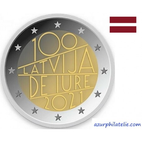 2 euro commémorative - Lettonie - 2021 - 100 ans de la reconnaissance internationale de jure de la Lettonie - UNC