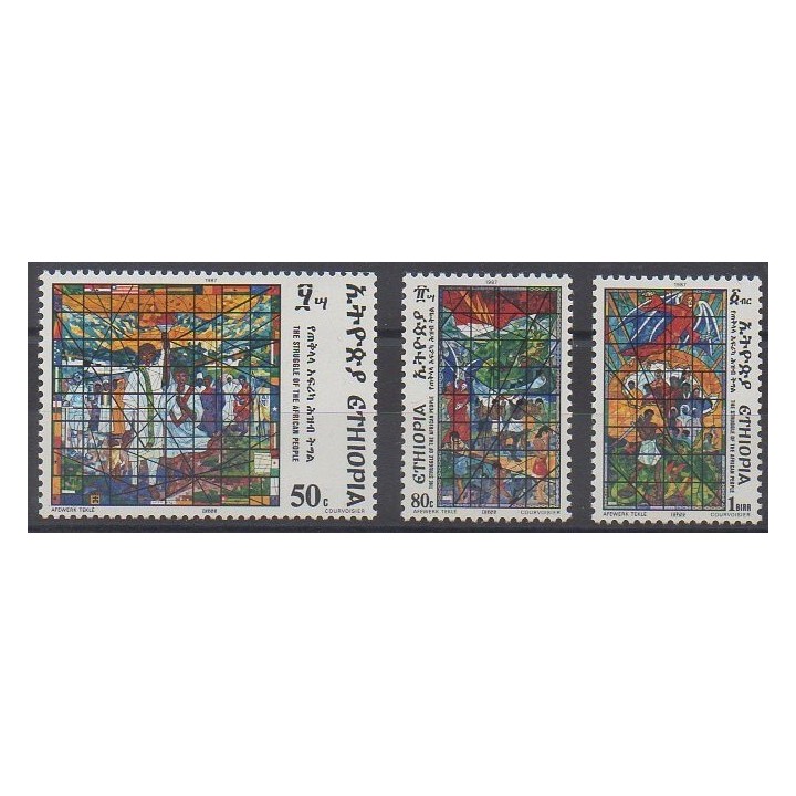 Acheter cette série de timbres d'Éthiopie de l'année 1987 (No 1180/1182).