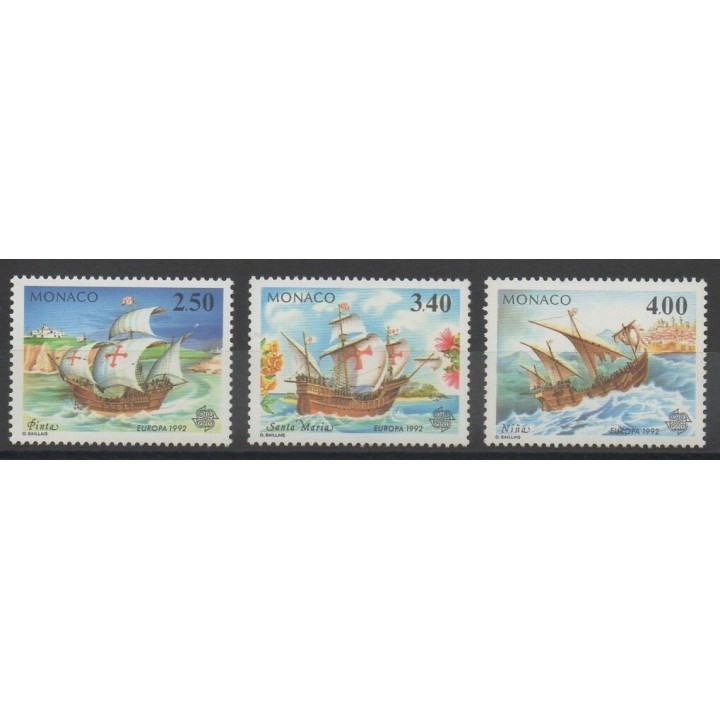Stamps - boats - Monaco - 1992 - Nb 1825/1827