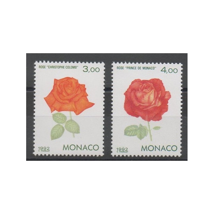 Timbres - roses - Monaco  - 1992 - No 1839/1840