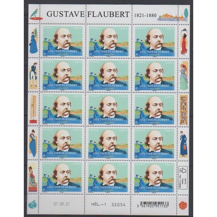 Buy this souvenir sheet  of France of the year 2021 (Nb F43 - Gustave Flaubert).