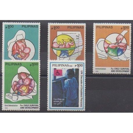 Philippines - 1988 - No 1647/1651 - Santé ou Croix-Rouge - Enfance